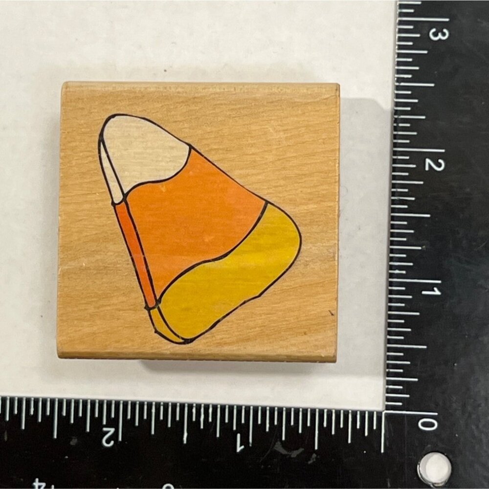 Candy Corn Wood MOunted Rubber Stamp Halloween Sweets by Canadian maple